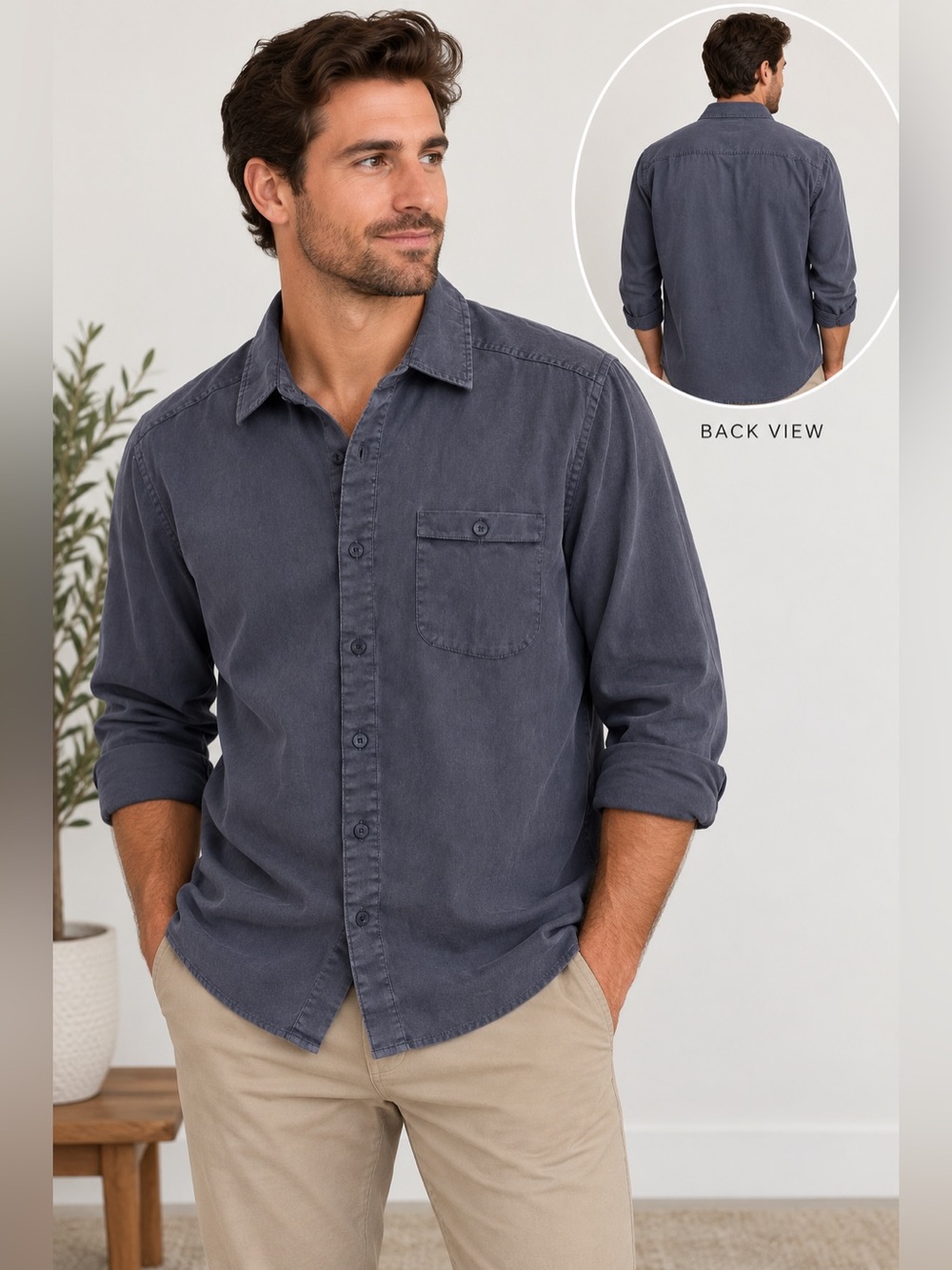 REI Charcoal Casual Button-Down Shirt
